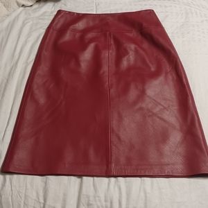 Red leather skirt